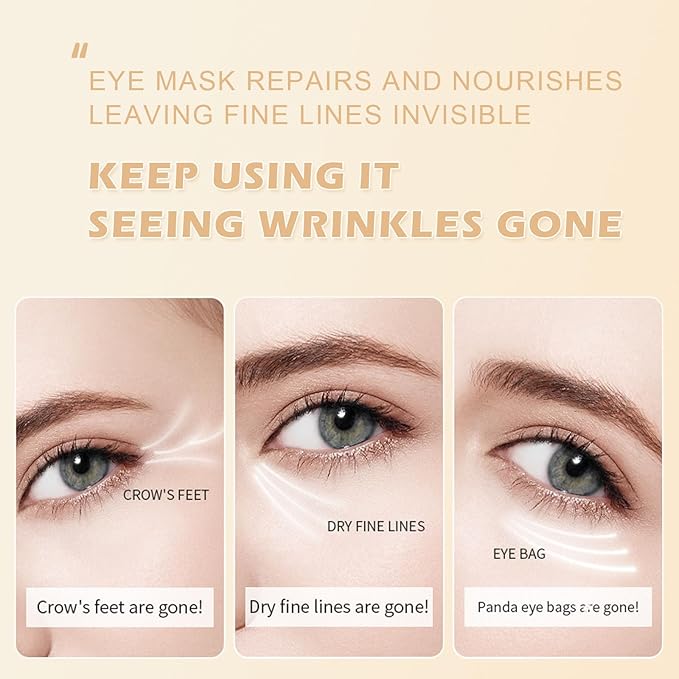 24k Gold Under Eye Patches,60PCS Collagen Eye Masks for Puffy Eyes,Dark Circles,Reduce Wrinkles,Natural Refresh Revitalizing Eye Skin Care Products-BrightBean Baby