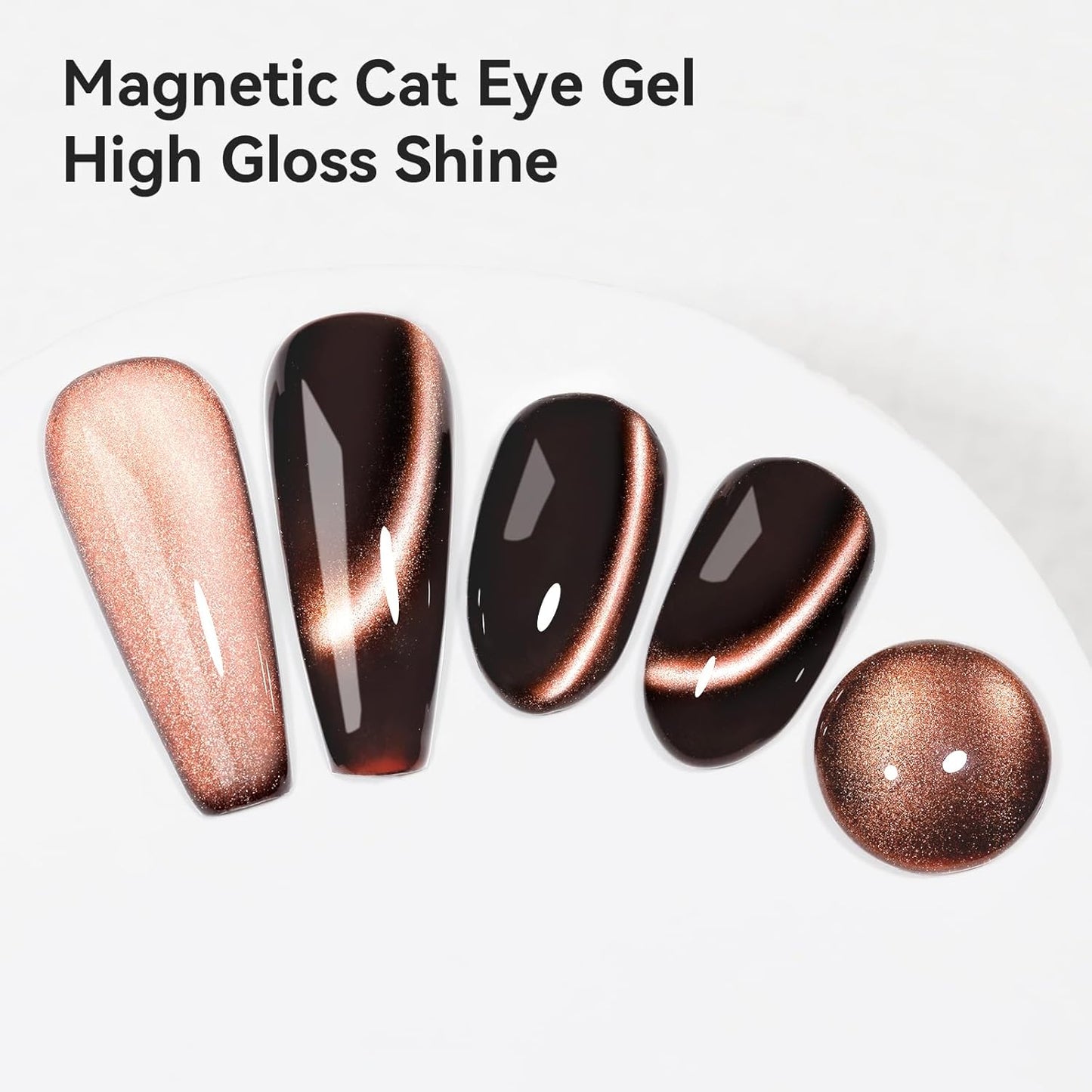 Cat Eye Nail Polish, Dark Brown, Moonlight Magnetic Gel Nail Polish With Magnet Stick, Glitter Holographic Shimmer UV Velvet Gel Nail Art Manicure Salon DIY Home, 12ML-BrightBean Baby
