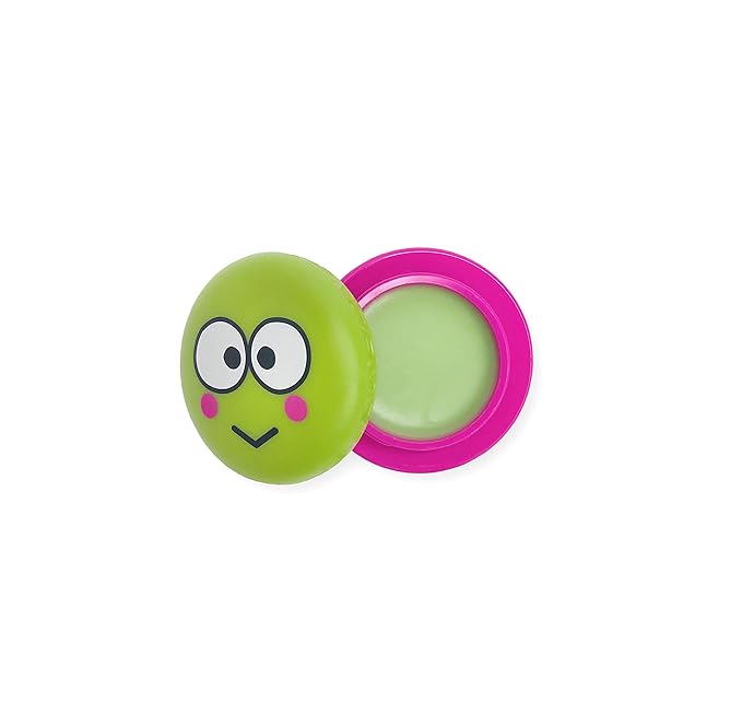 The Crème Shop x Sanrio Hello Kitty Macaron Lip Balm (Keroppi Green Apple A Day) Korean Cute Scented Pocket Portable Soothing Advanced Must-Have on-the-go-BrightBean Baby