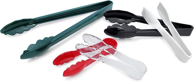 New Star Foodservice 35520 Utility Tong, High Heat Plastic, Scalloped, 12 inch, Set of 12, Clear