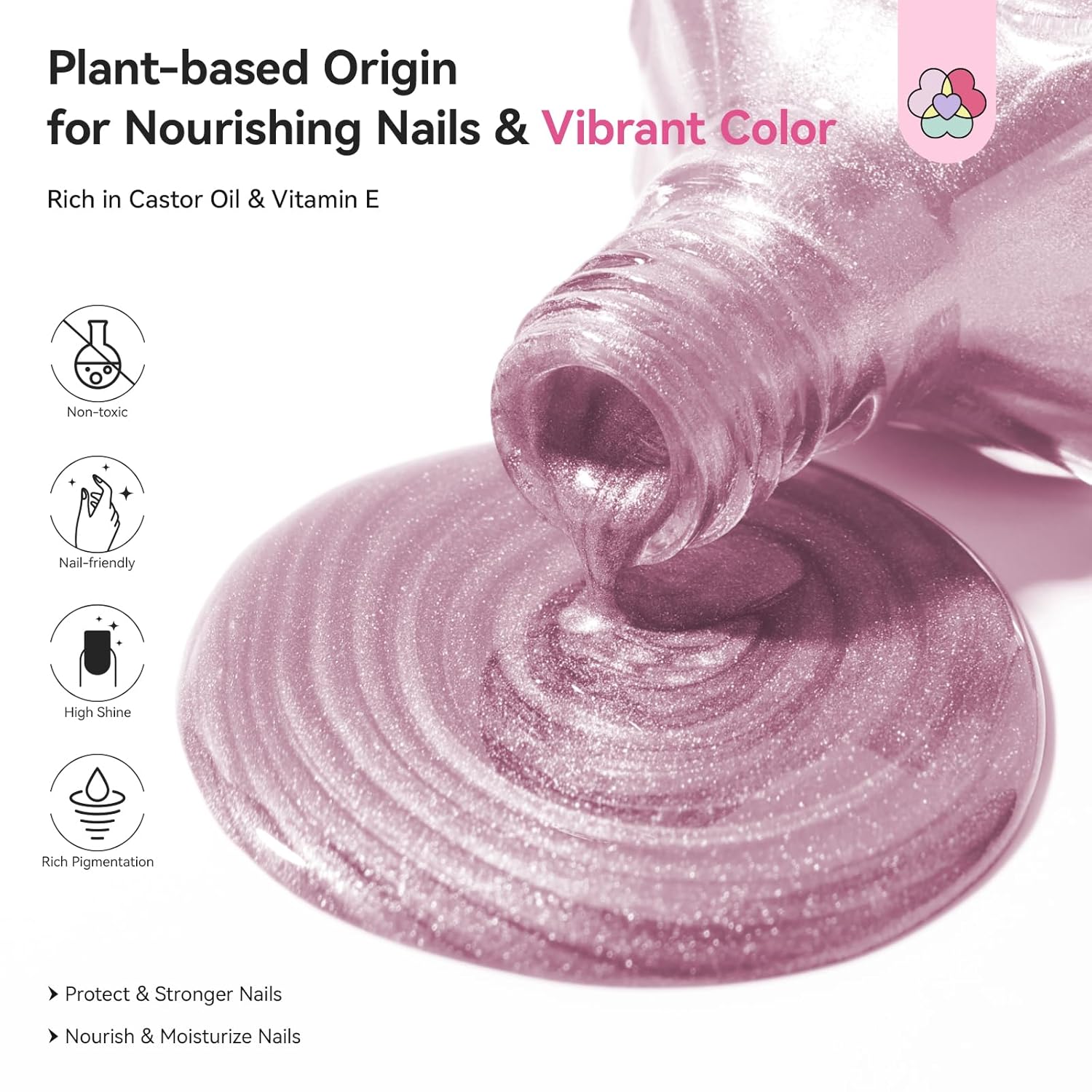 SAVILAND Color Artistry Rose Gold Glitter Nail Polish - 7 Days Shimmer Air Quick Dry Holographic Fingernail Polish, Sparkle Pink High Glossy Home DIY Manicure Gift for Women-BrightBean Baby