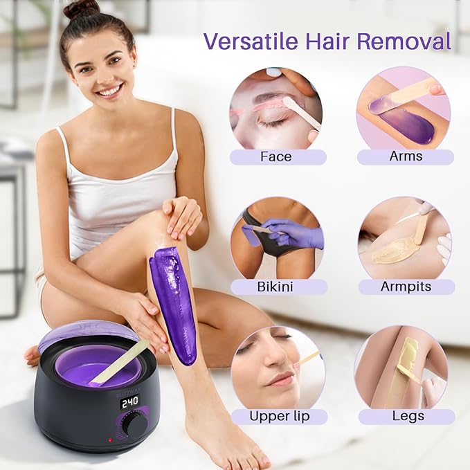 BLITZWAX Brazilian and Bikini Wax Pot for Women, Hard Waxing Warmer for Face, Legs and Body, At Home Hair Removal Machine, Beginner Friendly, Digital Fast Heating, 16oz Capacity-BrightBean Baby