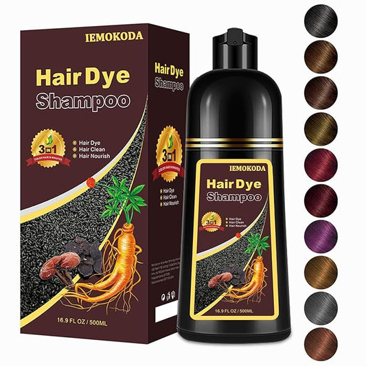 Dark Coffee Hair Dye Shampoo 3 in 1 for Gray Hair, Long-lasting & Natual Hair Color Shampoo, Herbal Ingredients Natural Shampoo Hair Dye Effect in Minutes, Gifts for Men Women 500ml-BrightBean Baby