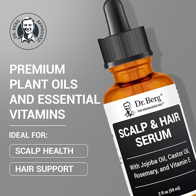 Dr. Berg Scalp & Hair Serum (Improved Formula) with Vitamin D3 & E - Clinically Tested, Paraben- and Sulfate-Free Hair Oil for Women & Men - Includes Rosemary Oil, Castor Oil & Jojoba Oil - 2 Fl oz-BrightBean Baby
