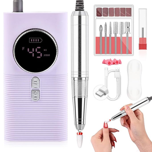 SAVILAND 45000RPM Electric Nail Drill Professional: Unique Coreless Nail File Last 15H Long Battery Life |Cordless Nail Drill for Quick Acrylic Nail Removal Ultra Quiet Salon Use Manicure Pedicure-BrightBean Baby