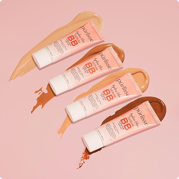 pūrlisse Ageless Glow Serum BB Cream SPF 40 - Glow BB Cream with SPF Enriched with Bakuchiol & Vitamin C to Help Improve Firmness & Reduce Wrinkles for Dewy Skin - Light (1.4 oz)-BrightBean Baby