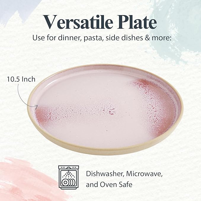 Portmeirion Minerals 10.5" Dinner Plate, Rose Quartz - Modern Stoneware Plate, Artisan-Crafted with Gentle Curves, Durable & Stylish for Dining, Microwave & Dishwasher Safe - Made in Portugal