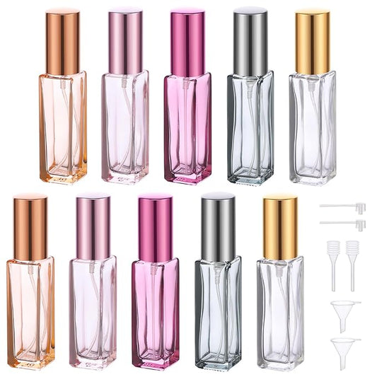 Segbeauty 10ml Mini Perfume Atomizer, 10 Pack Refillable Travel Size Bottles for Cologne, Empty Organizer Dispenser With Fine Mist Sprayer, Portable Leak-proof Bottle-BrightBean Baby