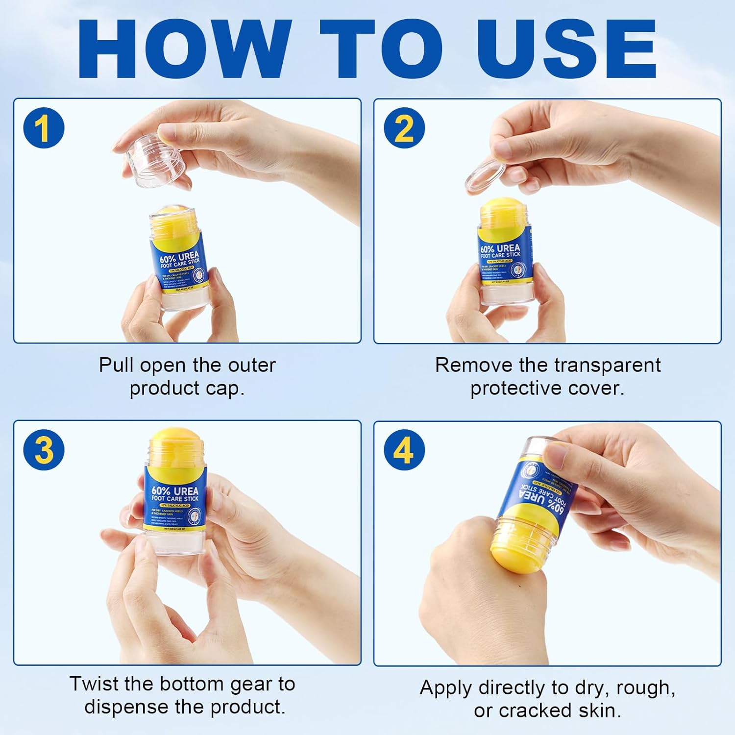 2Pack 60% Urea with 2% Salicylic Acid Urea Foot Care Stick, Foot Cream Moisturizer for Dry Cracked Feet, Knees, Elbows, Hands,Moisturizes and Hydrates the Dry Skin,Callus Remover & Skin Softener-BrightBean Baby