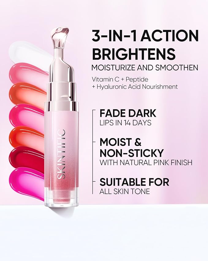 Hydrating Brightening Lip Serum, Nourishing Hydration Tinted Lip Stain, Plumping Lip Gloss with Polypeptide Squalane (00 Clear)-BrightBean Baby