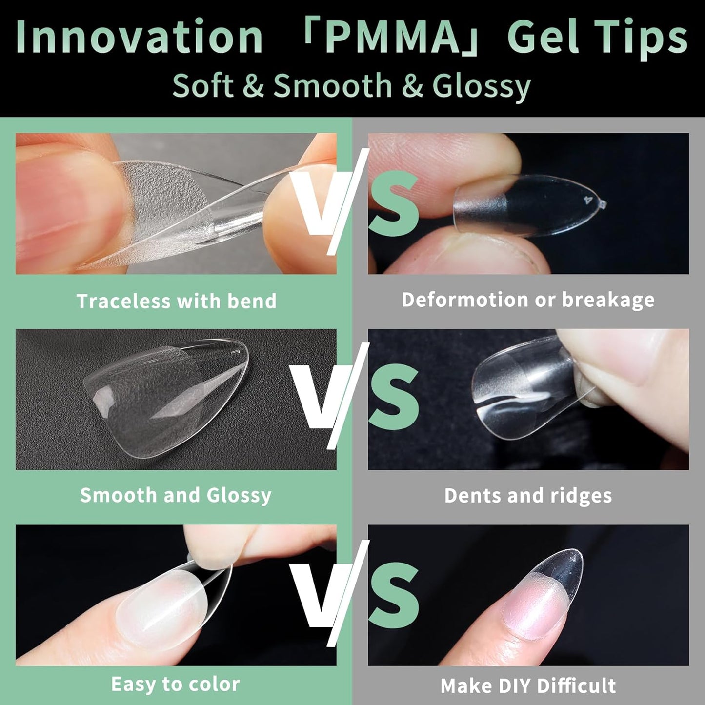 Short Round Oval Nail Tips, 216pcs Acrylic Soft Fake Nails Gel Nail Tips, Full Cover Pre-Shaped Matte Clear Press on Nails for Extension, Diy at Home Manicure 12 Sizes-BrightBean Baby