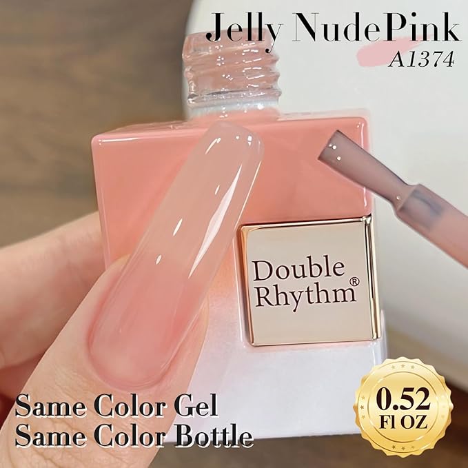 Double Rhythm Translucent Gel Polish Sheer Neutral Natural Light Milky Same Color Same Bottle 15ML Jelly Polish Art DIY at Home (Milky Pink -A1374)-BrightBean Baby