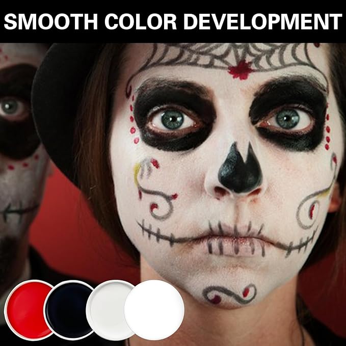 White Face Body Paint Halloween Cosplay Clown Zombie Costume Sfx Makeup Professional Oil Based Cream Face Paint Palette for Adults and Kids-BrightBean Baby