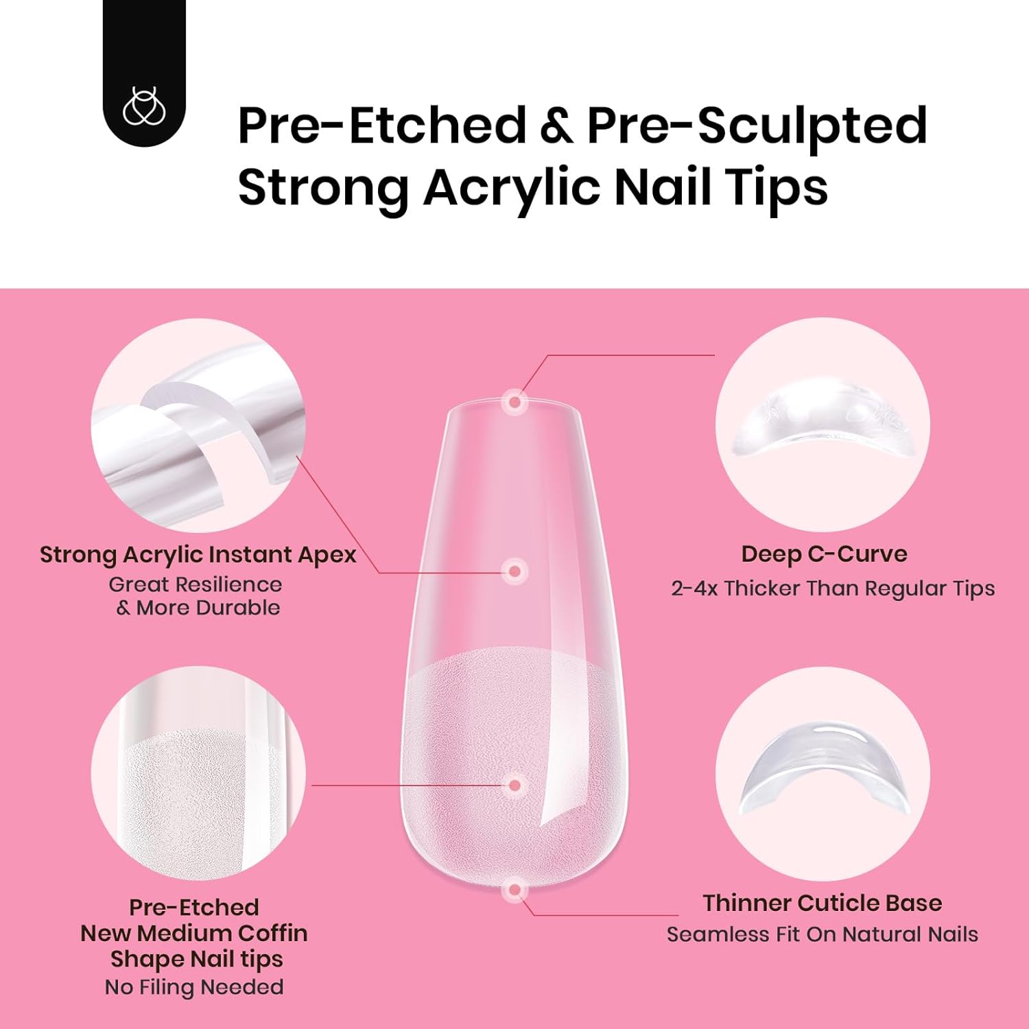 Beetles Tipex Gel Nail Kit with 224Pcs 16Sizes Medium Coffin Apex Nail Tips C Curved , Pre-building Acrylic Nails with Tipex Nail Glue，Mini Nail Lamp, Nail File for DIY Nails or Salon Use-BrightBean Baby