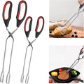 Tongs for Cooking, Set of 2 Heat Resistant Stainless Steel 10-Inch and 12-Inch Kitchen Scissor Tongs for BBQ, Food, Salad