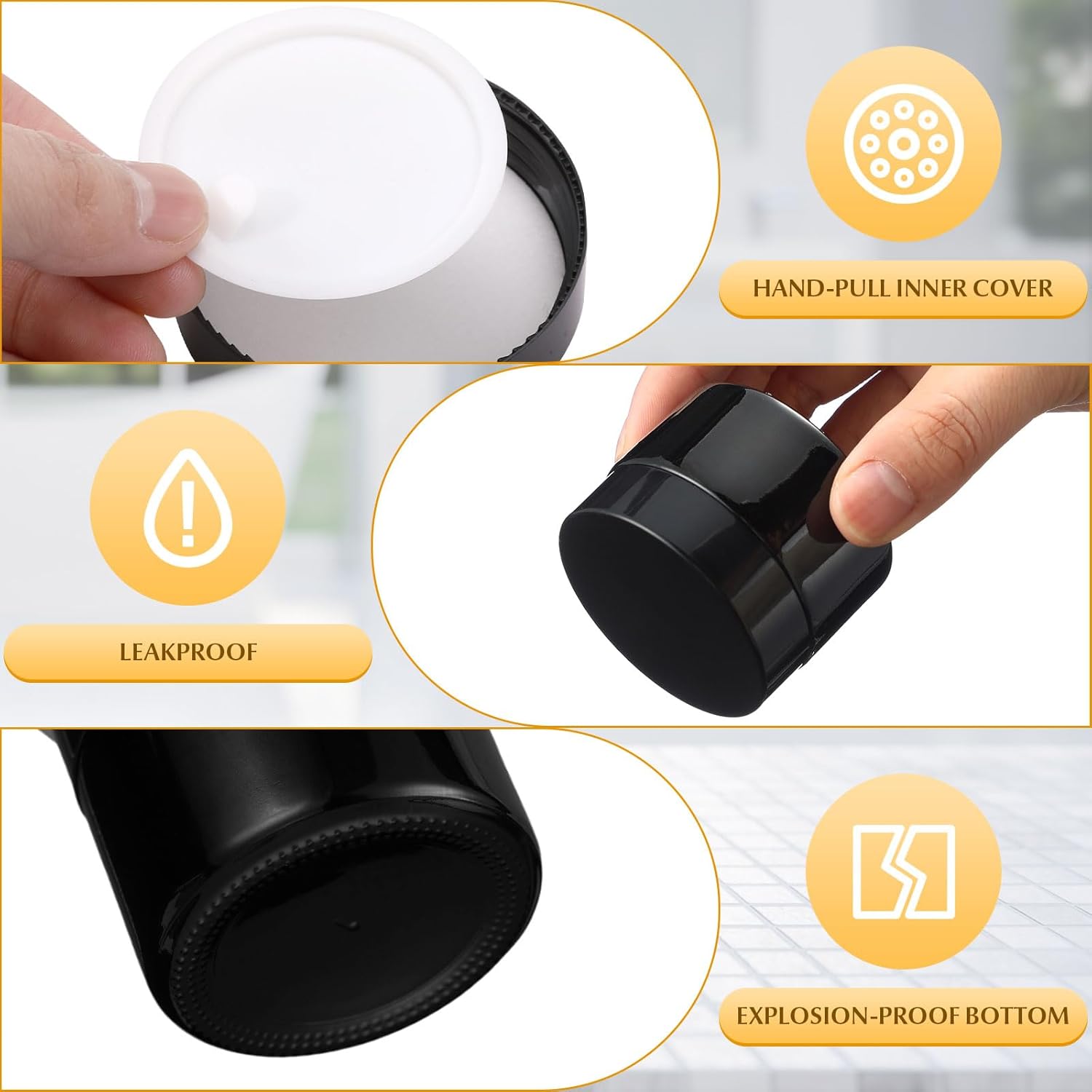 Domensi 100 Pcs 1 oz Glass Jars with Lids Bulk Round Glass Cosmetic Jars Lids 1 oz Small Travel Containers with Inner Liner for Lotions Powders Ointments Sample Cream(Black,Black)-BrightBean Baby