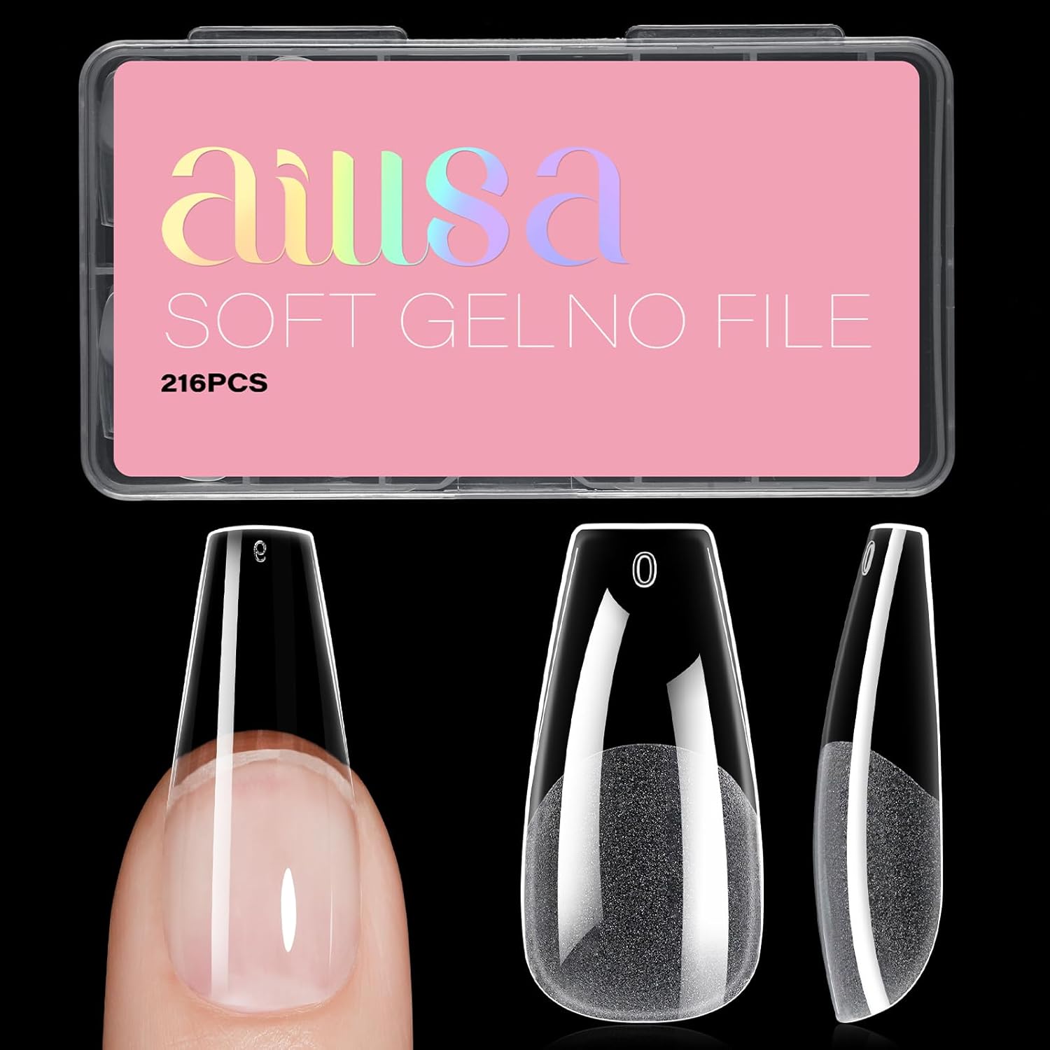 AILLSA Long Coffin Nail Tips Half Matte Full Cover Nails Tip Clear Acrylic Pre-Shaped Tips Flase Press on Nail Tips for Extentions Nails Manicure Salon DIY 216PCS 12 Sizes-BrightBean Baby