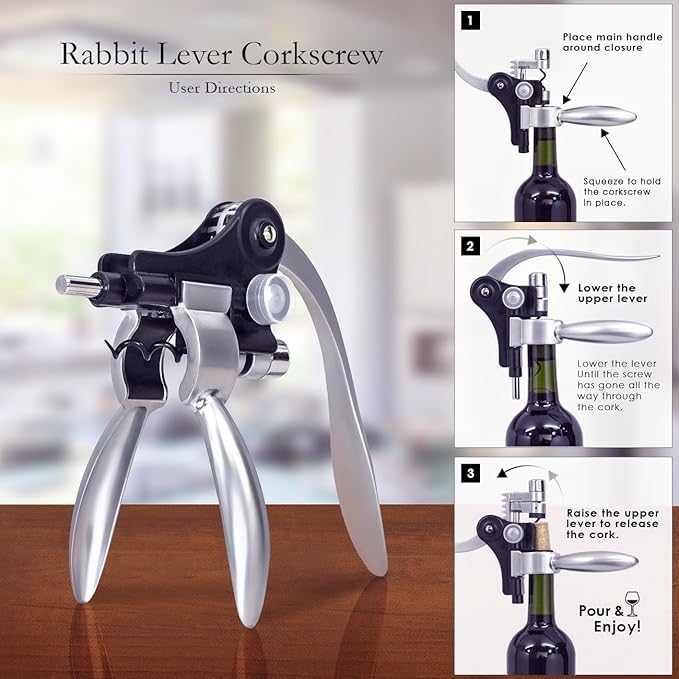 Wine Opener Set with Foil Cutter, Bottle Stopper & Pourer