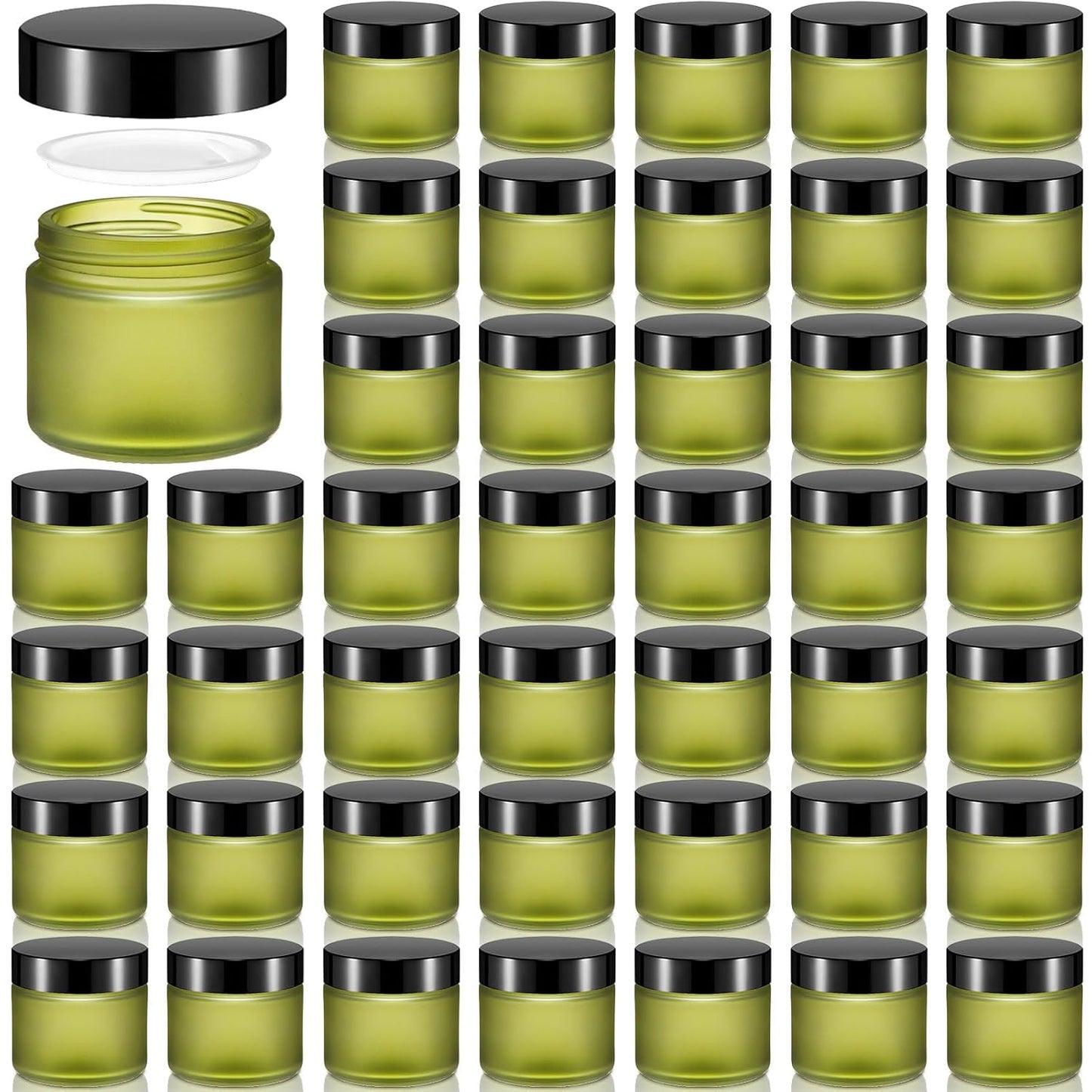 Domensi 72 Pcs 2 oz Glass Jars with Lids Travel Size Round Leakproof Empty Cosmetic Jars with Inner Liners Lid for Storing Makeup Lotions Face Cream Ointments Candle DIY Making (Pea Green)-BrightBean Baby