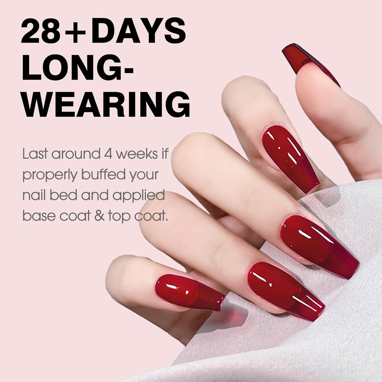 CANNI Jelly Red Gel Polish – 0.3oz Translucent Deep Dark Red Sheer Wine Color, High Gloss UV/LED Soak-Off Gel Nail Polish for DIY Manicure, Salon Quality For Girls & Women-BrightBean Baby