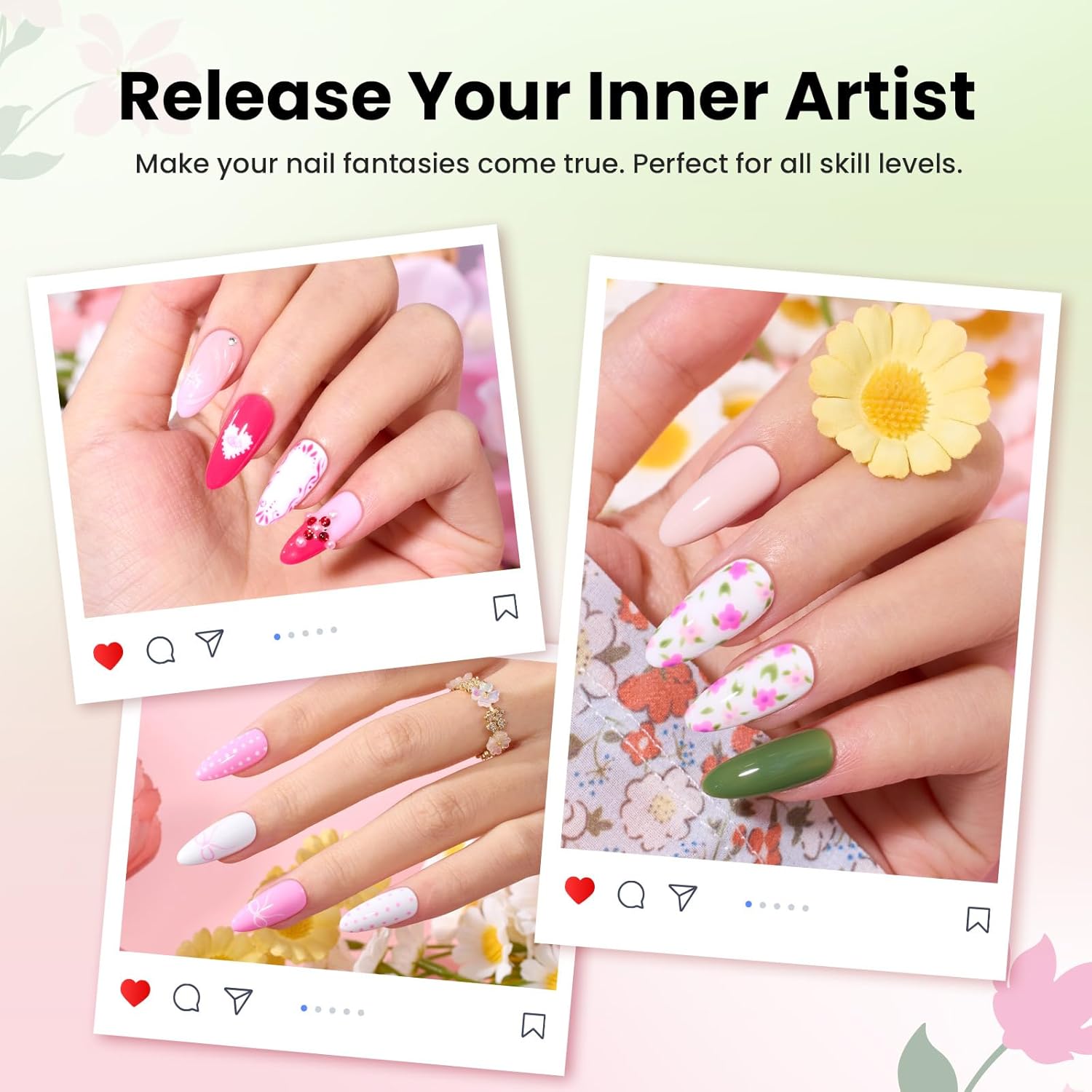 Beetles Gel Polish Nail Art Brushes Set - 6 Pcs Fingernail Art Design Pen, Floral Pattern Handle, Gradient Bristles Nail Brush Set DIY with Palette Dotting Manicure Tool Kit-BrightBean Baby