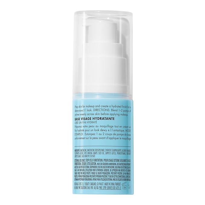 e.l.f. Hydrating Face Primer, Makeup Primer For Flawless, Smooth Skin & Long-Lasting Makeup, Fills In Pores & Fine Lines, Vegan & Cruelty-free, Small-BrightBean Baby