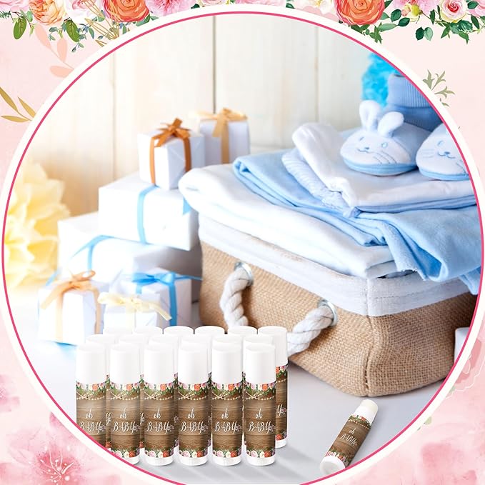 40 Pieces Lip Balm Bulk Baby Shower Jasmine Lip Balm Favors Floral Moisturizing Lip Balm for Women Children Men Girl kids Gender Reveal Favors Gift Baskets (Floral)-BrightBean Baby