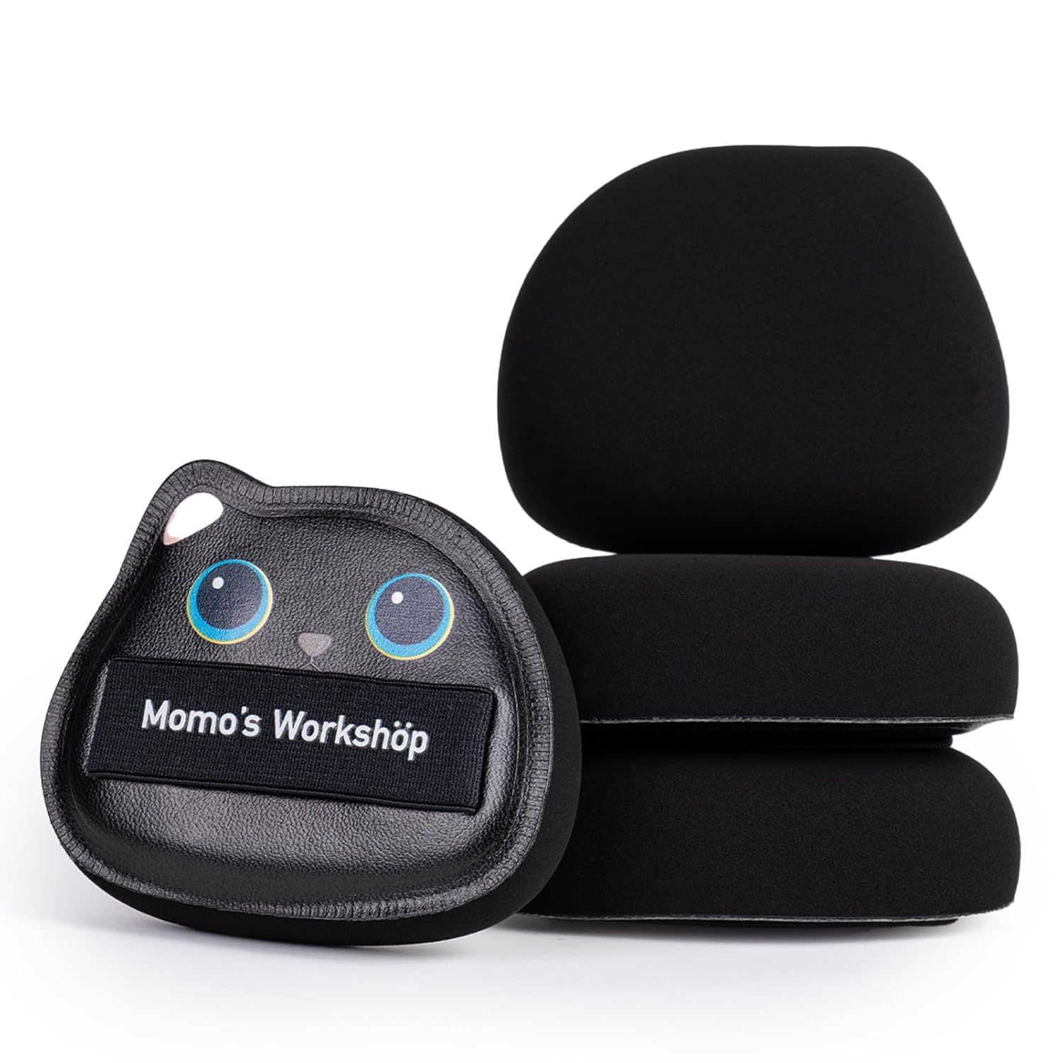 Black Cat Toto Airy Marshmallow Puff,Makeup Sponge,Rubycell Material,Pointed Tip for Concealer + Flat Side for Foundation, Longwear Makeup, Travel Friendly & Reusable,2pcs Puffs & Storage Case-BrightBean Baby