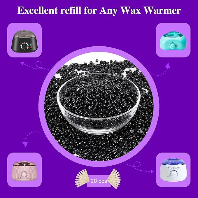 Wax Beads, 3.3lb Hard Wax Beads Bulk for Hair Removal, Face Brazilian for Bikini, Leg, Underarm, Wax Beans At Home Waxing Kit (Black)-BrightBean Baby