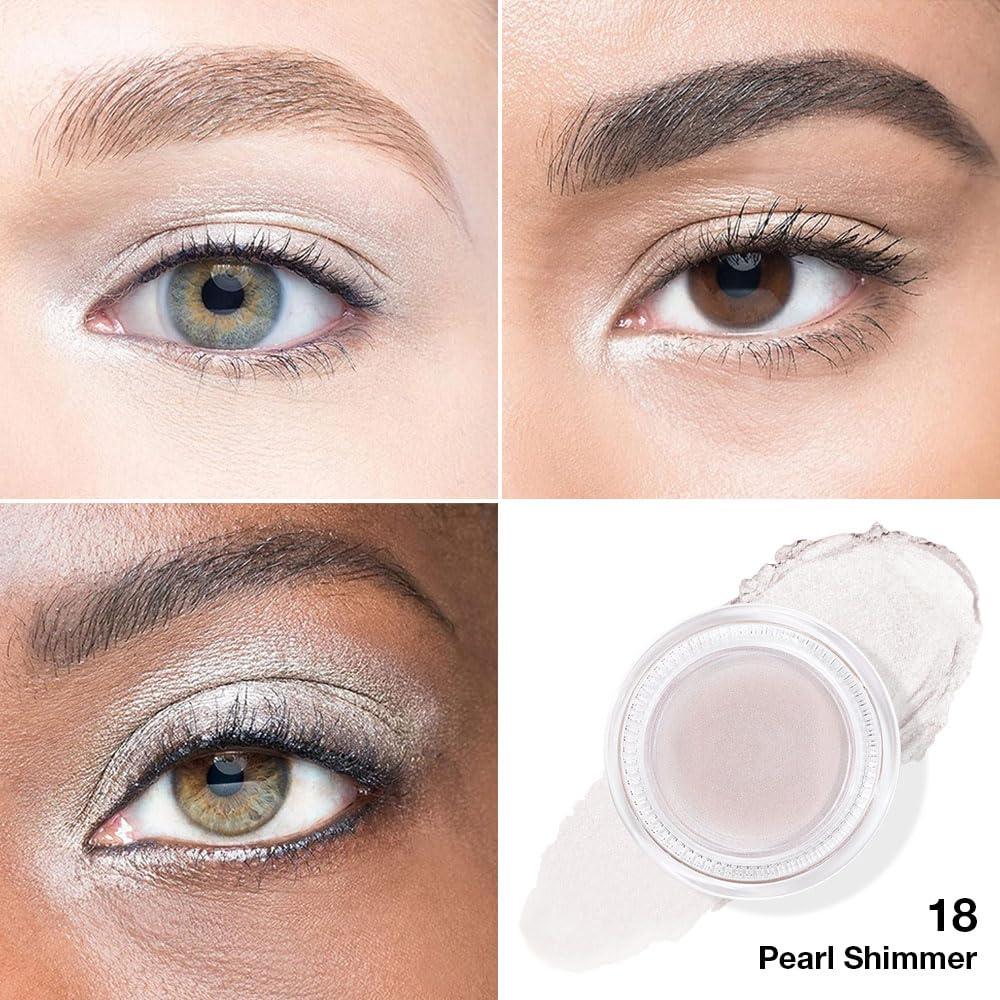 Kaely Single Cream Eyeshadow Pot, Pearl Beige Shimmer Eye Shadow for Older Women High Pigmented Waterproof, Natural Eyeshadow Palette Makeup Brightener, sombras en crema para ojos, Blendable, 18-BrightBean Baby