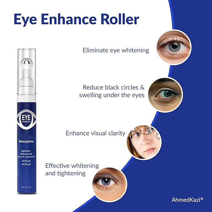 5% Caffeine Eye Serum and Under Eye Roller Cream with 360° Massage Ball for Dark Circles and Puffiness | Under Eye Bags Reduce Wrinkles & Fine Lines | Suitable for All Skin Types | Aloe Scented-BrightBean Baby