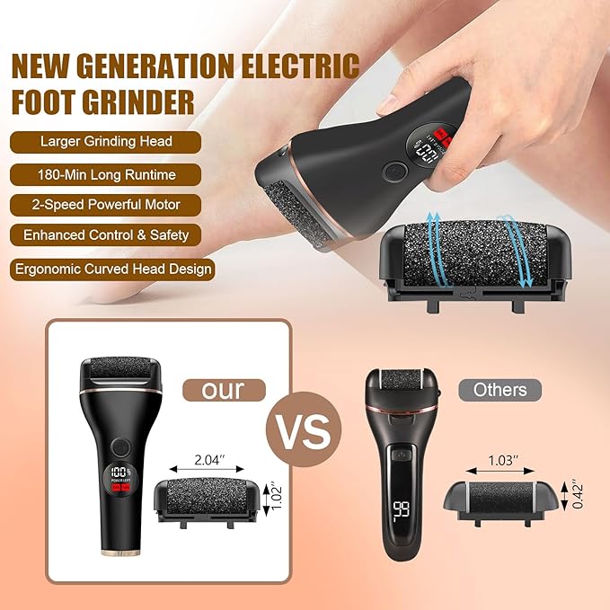 Electric Callus Remover for Feet with 17 in 1 Pedicure Kit, Rechargeable Waterproof Foot File Professional Foot Care Tools, Portable Callus Remover Kit to Remove Dead Skin Hard Skin Dry Cracks(Black)-BrightBean Baby