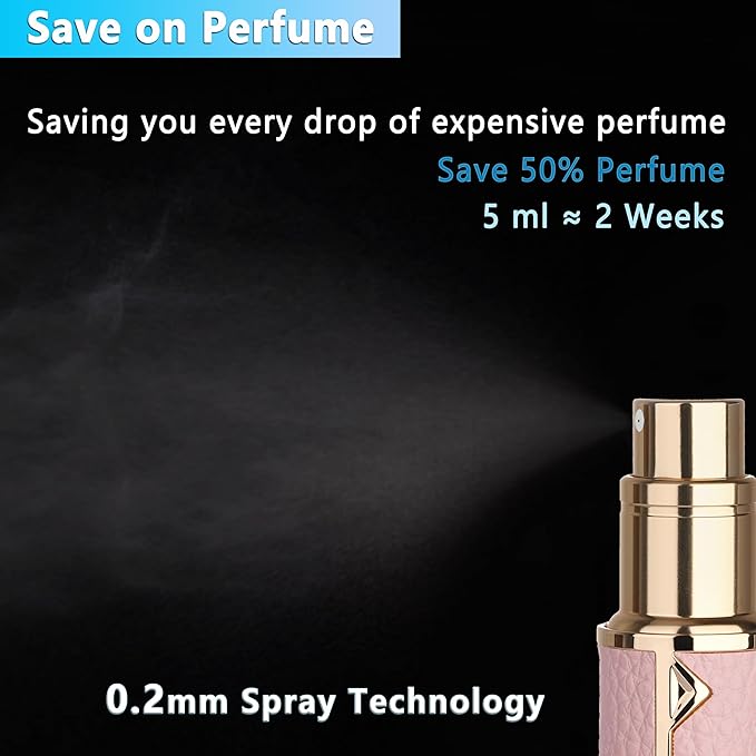Refillable Travel Perfume Atomizer Bottle - 5ml Luxury Pocket Perfume Dispenser Pump, Travel Perfume Atomiser, Cologne Dispenser, Portable Size Sprayer Bottle for Traveling (Pink)-BrightBean Baby