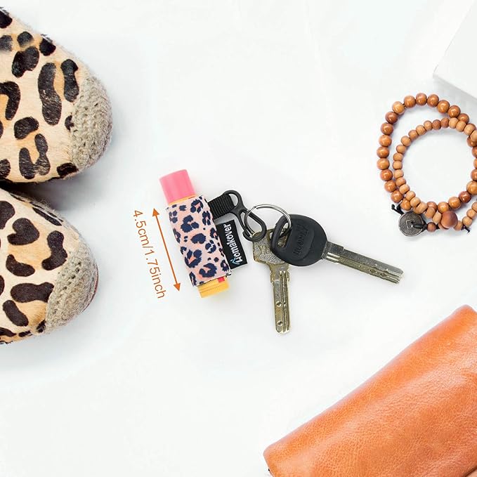 6 Pack Compact Clip-On Chapstick Holder Premium Release Clip Neoprene Sleeve with Clip Fits Most Standard Lip Balm-BrightBean Baby