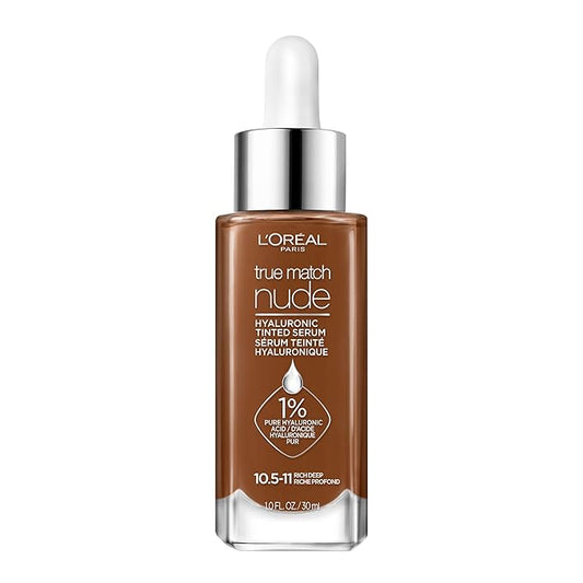 L'Oreal Paris True Match Nude Hyaluronic Tinted Serum Foundation with 1% Hyaluronic acid, Rich Deep, 1 fl. oz.-BrightBean Baby