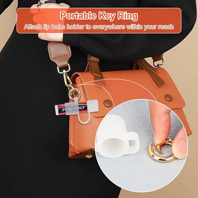 Desing Wish Silicone Lip Balm Holder with Cap Cover Portable Chapstick Holder Keychain Sleeve Lip Balm Key Chain with Key Ring and Wrist Strap Lanyard - Transparent-BrightBean Baby