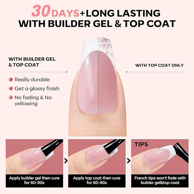 modelones French Tip Press on Nails, 150Pcs Short Coffin Fake Nails with Nail Box, Pink & White Gel Nail Tips for Women, Soft Glue-On Nails for Natural Salon Look, DIY Nail Art Kit (15 Sizes)-BrightBean Baby