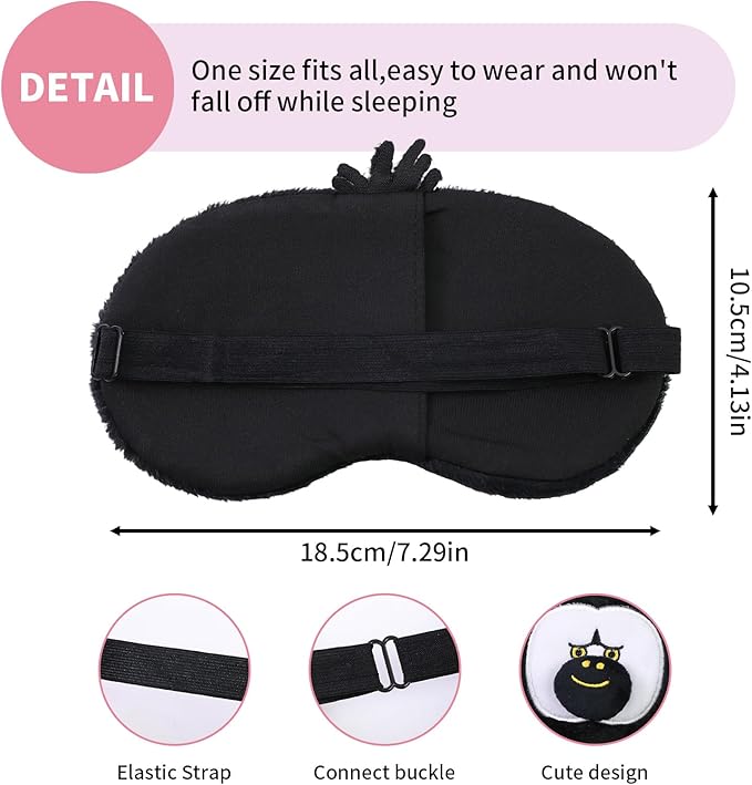 PERFECTSIGHT Sleep Eye Masks, Cute Plush Sleep Eye Cover Lightweight Adjustable Eyeshade Faux Fur Mask Cover for Women Men Sleep Travel Nap, Orang-BrightBean Baby