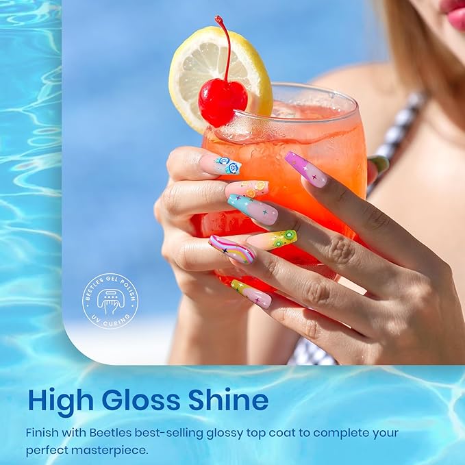 Beetles Gel Nail Polish Set, 6 Colors Bright Rainbow Nail Art Orange Blue Pink Green Neon Gel Polish Kit Soak Off UV Gel DIY Nail Art for Women Pool Party Holiday Manicure-BrightBean Baby