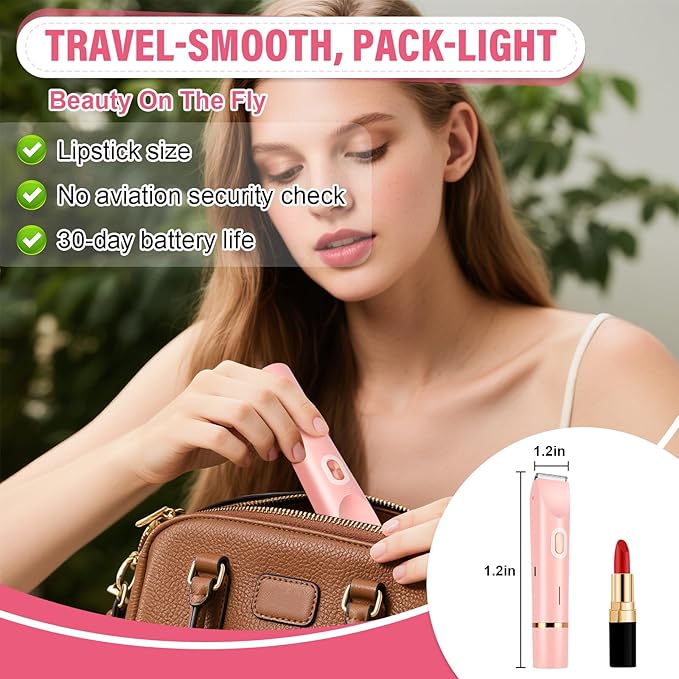 Women's Bikini Trimmer, 2-in-1 Electric Shaver for Bikini Line, Legs, Underarms, Face - Waterproof Women's Electric Shaver for Sensitive Skin, USB Rechargeable (Purple) (Pink)-BrightBean Baby