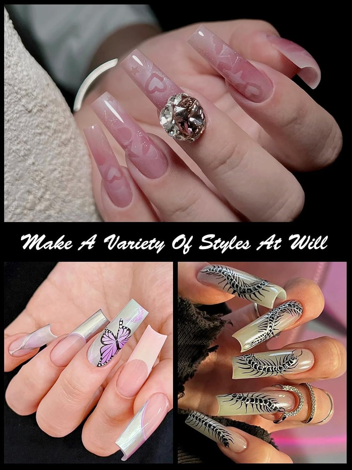 EBANKU 120Pcs Matte Dual Nail Forms, Clear Poly Gel Nail Molds Square Full Cover Coffin Nail Tips Extension Forms 12 Sizes for Gel Manicure Nail Art Design Salon&DIY-BrightBean Baby