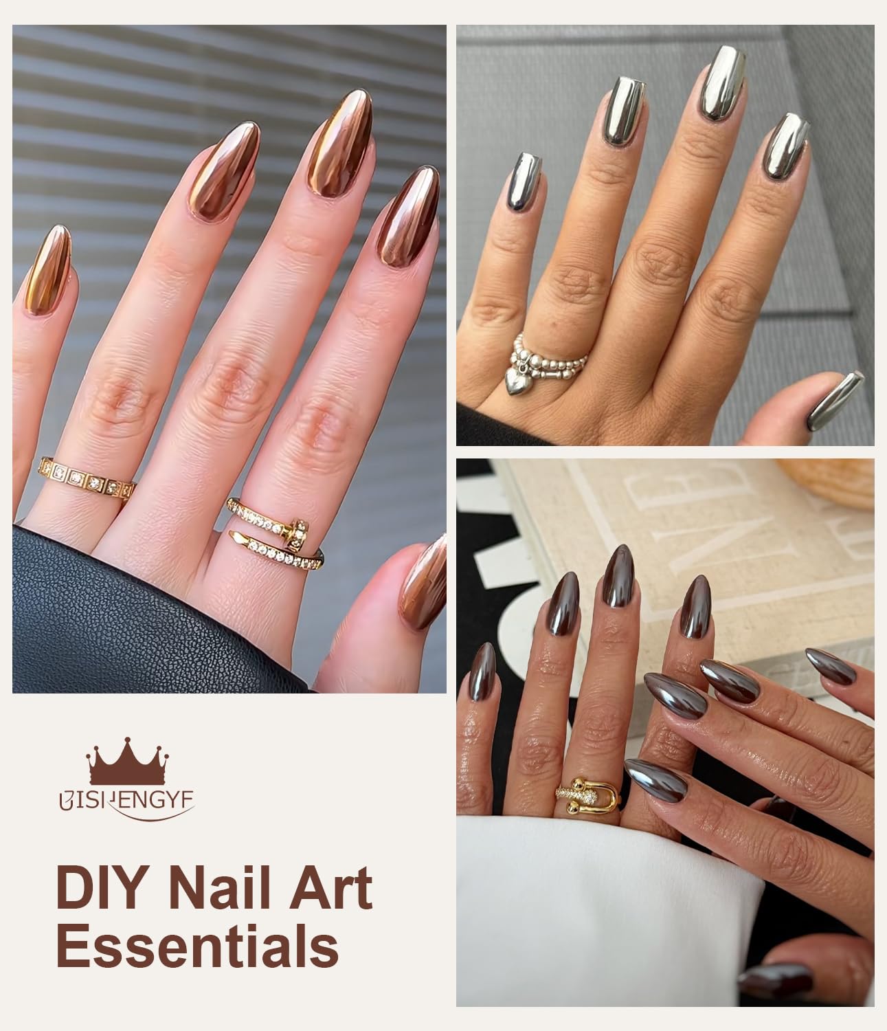 Mermaid Pearl Chrome Nail Powder: 8 Colors Mirror Effec Chocolate/Coffee/Copper Chrome Nail powder，Magic Mermaid Pink Chrome Nail Powder Pigment for Nail Art Design Home DIY（Purple/Green）-BrightBean Baby