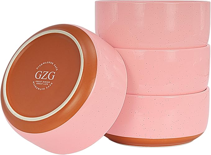 GZG 6 Inch Ceramic Cereal Bowls Set of 4, 28oz Large Soup Salad Pasta Bowls, Porcelain Oatmeal Bowl for Kitchen, Microwave & Dishwasher Safe