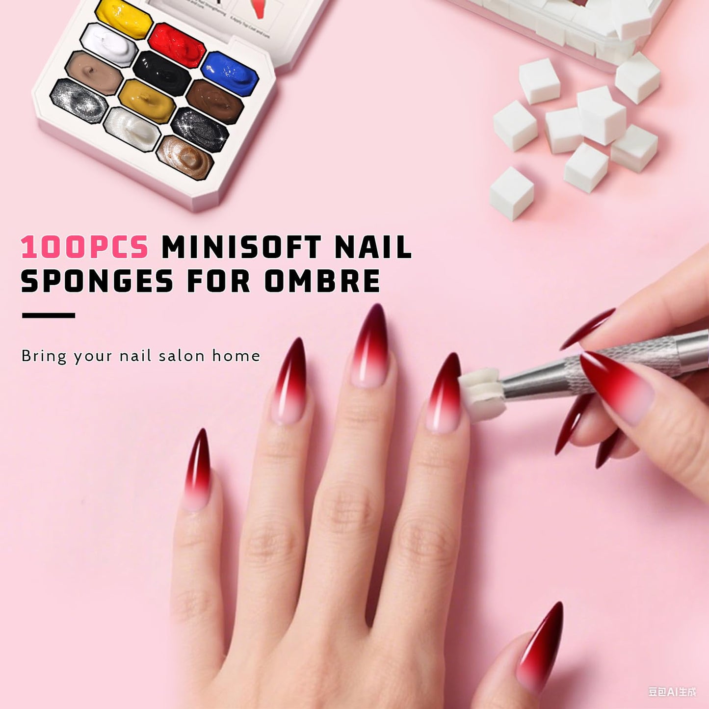 Sponge Pat Paint Nail Gel, Ombre Nails Gradient Gel Nail Blush Blooming Aura Nails Drawing Stripper Floral Painting DIY Nail Art, No Wipe, UV/LED Curing (12 Colors M)-BrightBean Baby