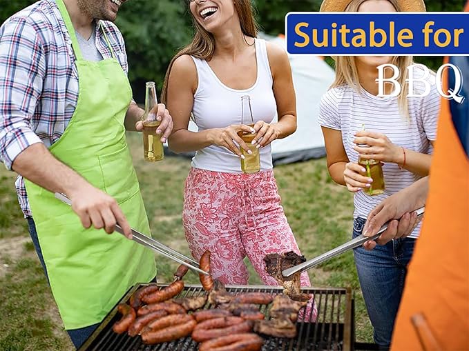 JETKONG 18 Inch (45cm) Extra Long Barbecue Tongs, Heavy Duty Giant Tweezer Tongs for Grilling and BBQ, Set of 2 (Round Tips)