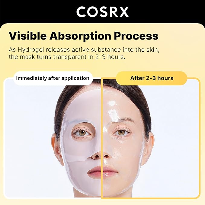 COSRX Advanced Snail Mucin Glass Glow Hydrogel Face Masks Skincare 3 EA, Collagen Face Mask, Travel Essentials, Overnight Face Mask, Korean Skin Care-BrightBean Baby
