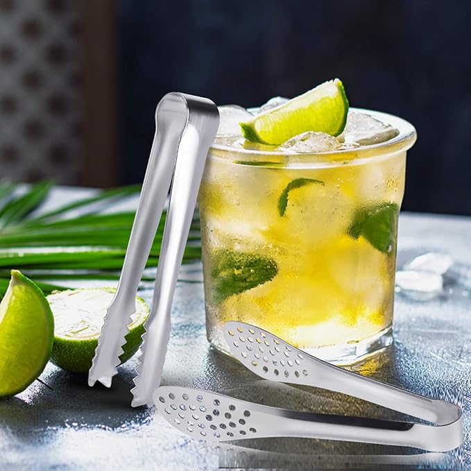 JCREN 12 Pack Mini Tongs - Small Stainless Steel Food Tongs for Serving Appetizers, Tea Party, Coffee, Desserts - 5 inch - Silver