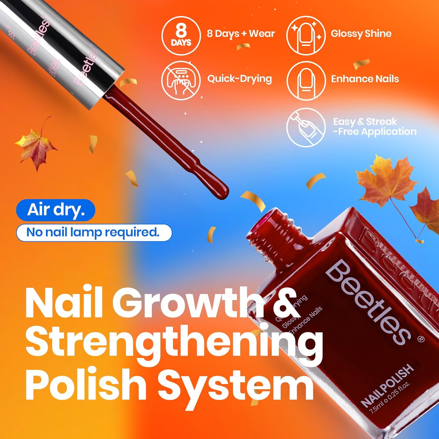 Beetles Fall Nail Polish Set P180, 6 Color Red Yellow Green Quick Air Dry Nail Polish, Natural Nail Lacquer Manicure DIY Nail Art Salon Gift For Women-BrightBean Baby