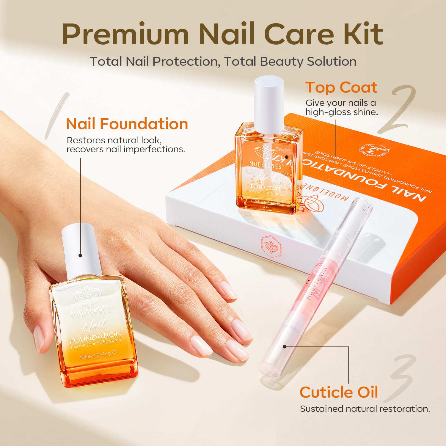 modelones Nail Strengthener Clear Gel Top Coat Nail Polish Cuticle Oil Pen Milky White Nail Repair for Damaged Nails Care Kit for Women 15 ml Ridge Filler for Growth-BrightBean Baby