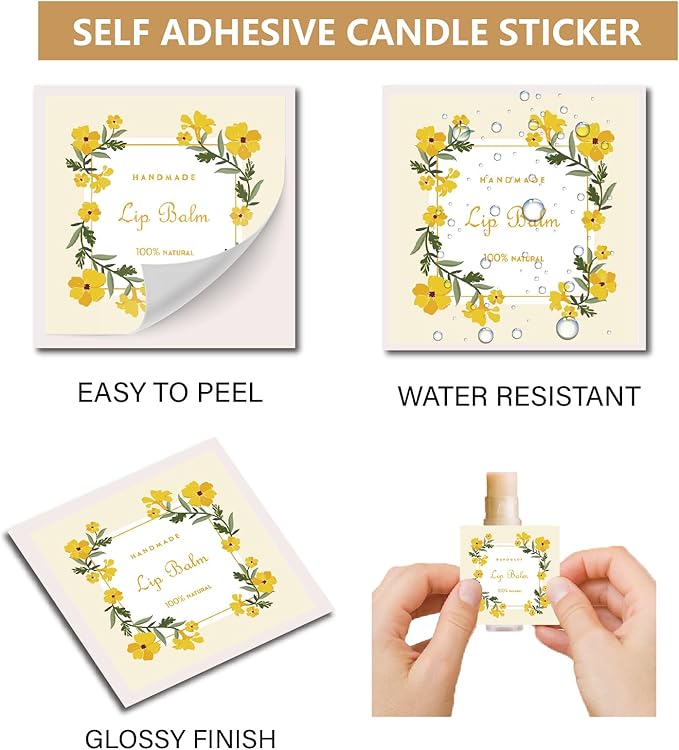 CRASPIRE 80Pcs 8 Styles Lip Balm Sticker Flower Wreath Plants Self-Adhesive Homemade Lip Balm Labels Floral Patter Square DIY Label Stickers for Lip Balm Containers Cosmetics Lipsticks-BrightBean Baby